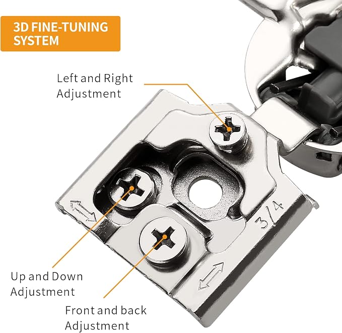 Chibery 30 Pack 3/4" Overlay 3D Soft Close Concealed Hinge for Face Frame Door, Smooth Slow Self Closing Hinges, Satin Nickel, Hidden 105° Open Angle Stainless Steel Hinge for Kitchen Cabinet Door