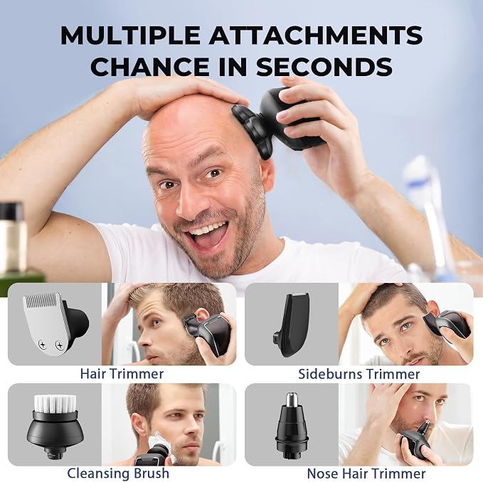 Head Shavers for Bald Men: 5-in-1 Electric Razor - Waterproof Wet Dry Shaving - Professional Grooming Kit for Balder - Rechargeable Head Shavers for Face/Beard Gifts for Father's Day