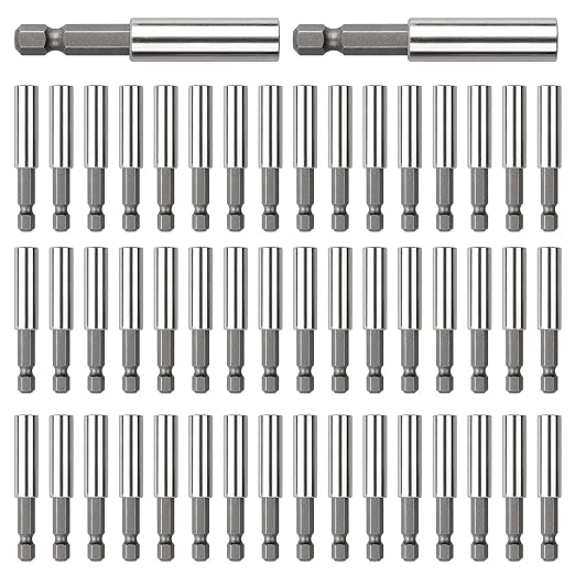 Rocaris 50 Pack Strong Magnetic Drill Bit Extension Holder, 1/4" Hex Shank, S2 Steel Magnetic Screwdriver Extension for Impact Driver, 2.36 inch