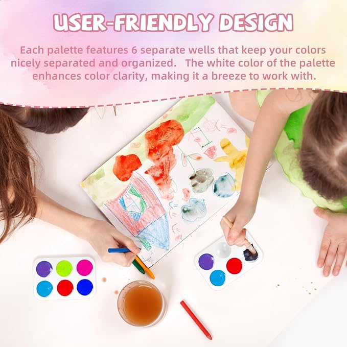 30 PCS White Plastic Watercolor Palette, 6 Well Rectangular Paint Palettes, Paint Tray Palettes, Paint Trays for Kids, for Painting, DIY Craft, Art Painting Class