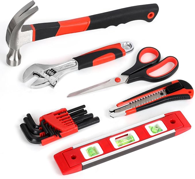 FASTPRO 220-Piece Home Tool Set, Household Repairing Tool Kit, Red