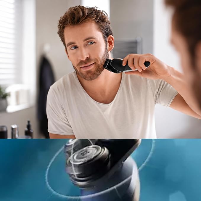 PHILIPS AquaTouch Wet & Dry Electric Shaver for Men, Rechargeable Rotary Razor with ComfortCut Blades and Precision Trimmer 5D Flex Head-Packaging May Vary