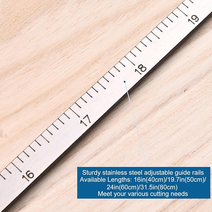 24" Positioning Calipers for Circular Saw, Rip Cut Circular Saw Guide Rail, Adjustable Circular Saw Roller Guide for Circular Saw Precise Measurements & Easy Wood Cutting (Stainless Steel)