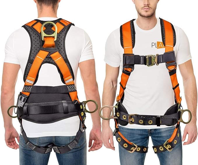 Hammerhead 5pt Safety Harness Back Padded, QCB Chest, Tongue Buckel Legs Straps, Back & Side D-Rings