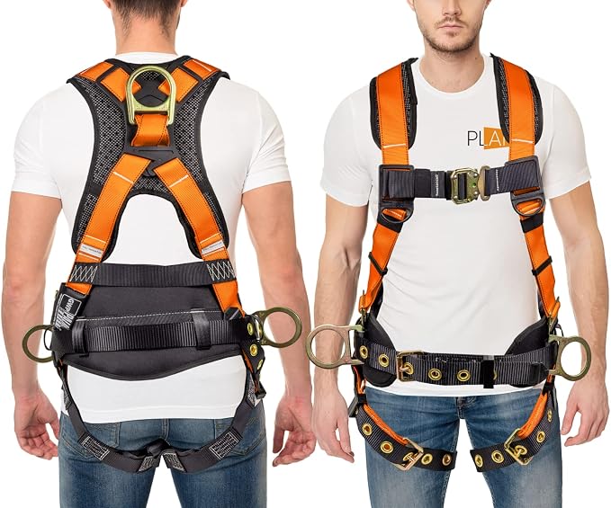 Hammerhead 5pt Safety Harness Back Padded, QCB Chest, Tongue Buckel Legs Straps, Back & Side D-Rings