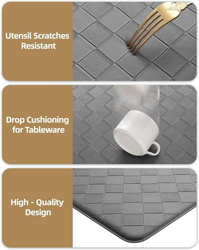 Color&Geometry Extra Wide Kitchen Mats Set 24x59+24x94, Anti Fatigue Cushioned Floor Mat, Waterproof Easy Clean Non Slip Runner for Sink Comfort Standing,Grey