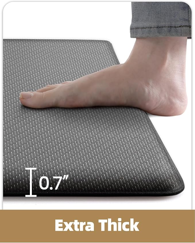 Color&Geometry 0.71" Extra Thick Anti Fatigue Cushion Kitchen Floor Mat,Easy Clean, Water & Oil Proof, Non Slip, Foam Padded Runner Rug for Front Sink,20"x 39" Grey (2.0 Version)