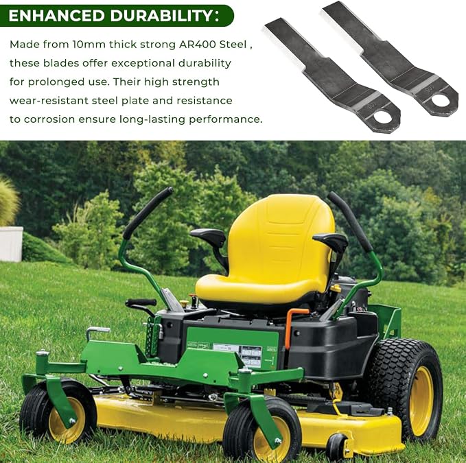 MOTOQUEEN Replacement Bush Hog Cutter Durable Blades for Mower King Skidsteer 2-3/8" x 14" x 3/8" Replacement Blades for Brush Mowers Heavy Duty AR400 Steel 10mm Thick (2 Blade Set)