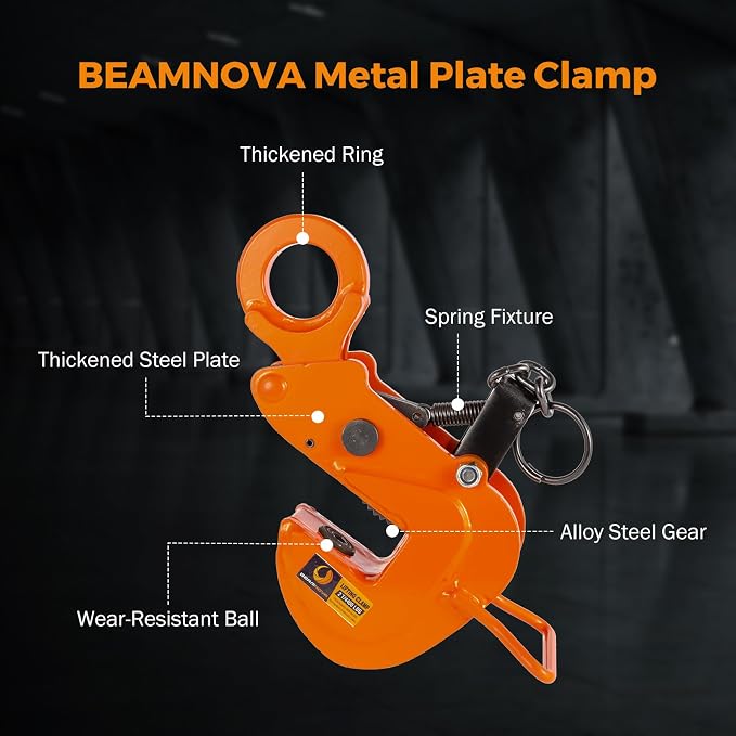 BEAMNOVA 2 Tons Horizontal Plate Lifting Clamp, Flexible Ring
