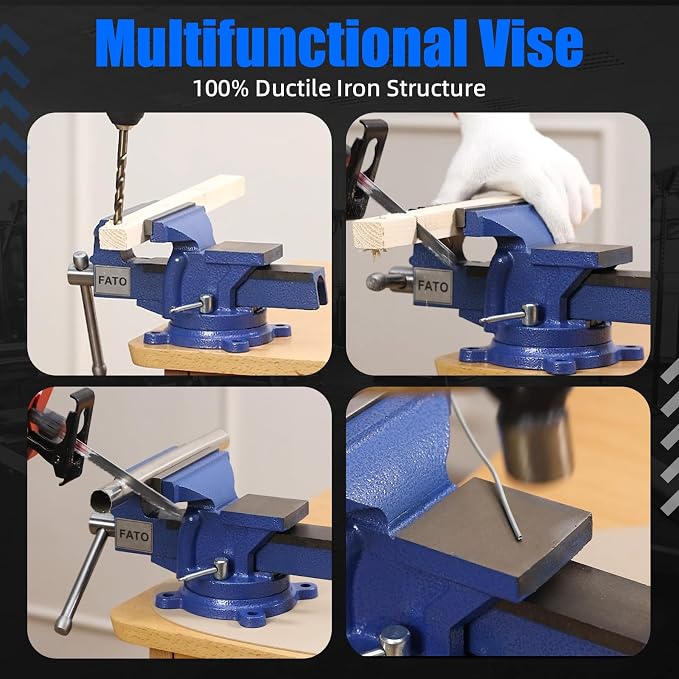 FATO 5” 360° Iron Light Duty Bench Vise, 2500LB
