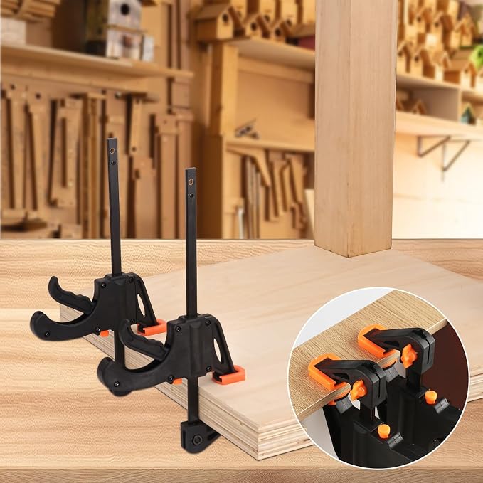 18 PCS 4 Inch Bar Clamps for Woodworking, Orange E-Z Hold Woodworking Bar Clamps Set, One-Handed Quick F Clamps, F Clamps Set for Carpenters & Woodworkers Tools