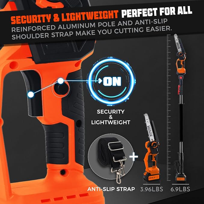 2-in-1 Electric Pole Saw for Tree Trimming,1200W Brushless Cordless Pole Saw & 8 Inch Mini Chainsaw with 2 x 4.0Ah 21V Batteries,16 FT Max Reach & Multi-Angle, Tree Trimmer for Branch Cutting.