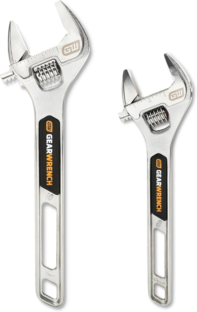 GEARWRENCH 2 Piece Chrome Adjustable Wrench Set | 89750