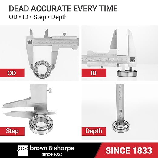 Brown & Sharpe 12-Inch Vernier Caliper, Precision Measuring Tool with 0.001 Inch Resolution, Hardened Stainless Steel, Smooth Sliding Frame, Locking Screw for Measurements