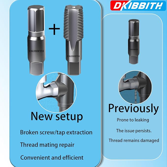 DKIBBITH 2-Piece Pipe Extractor and NPT Tap Set 1/2" - Heavy Duty Carbon Steel Tools for Removing Broken Threaded Pipes & Cutting Accurate NPT Threads - Plumbers Mechanics DIY with Storage Case.