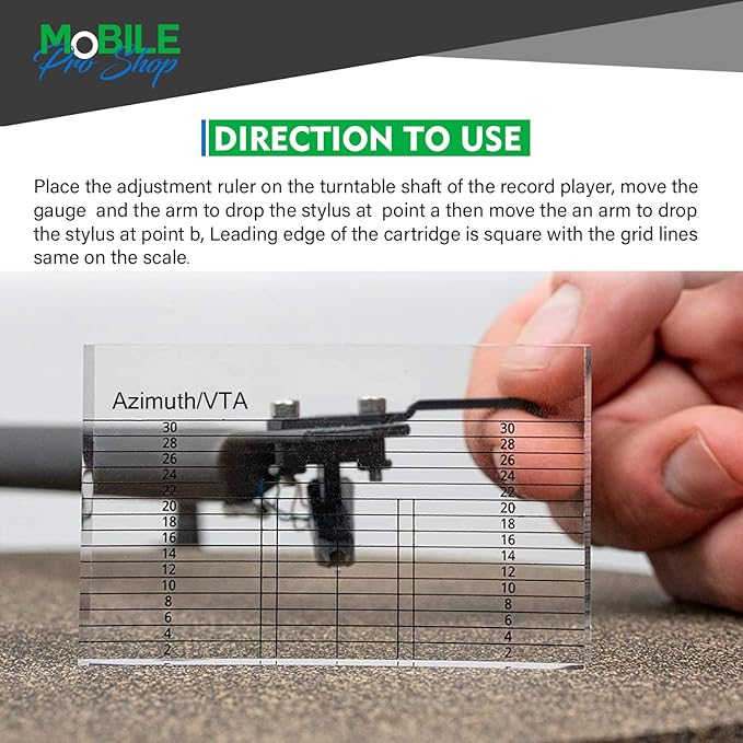 Turntable Azimuth Cartridge Alignment Protractor Set- Vinyl Record Player VTA Azimuth Ruler + Turntable Phono Cartridge Stylus Alignment Protractor