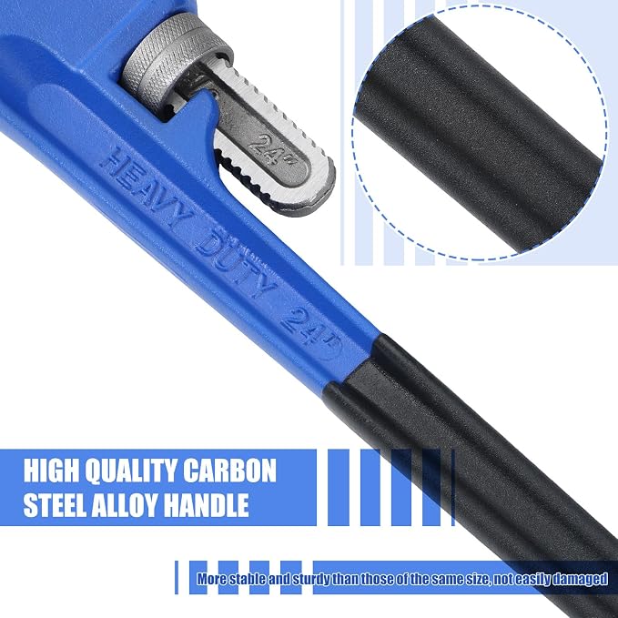 Gisafai 8" 10" 12" 14" 18" 24" Straight Heavy Duty Pipe Wrench Set Plumber Adjustable Water Alloy Steel Grip Plumber's Wrench Plumbing Tools, Blue
