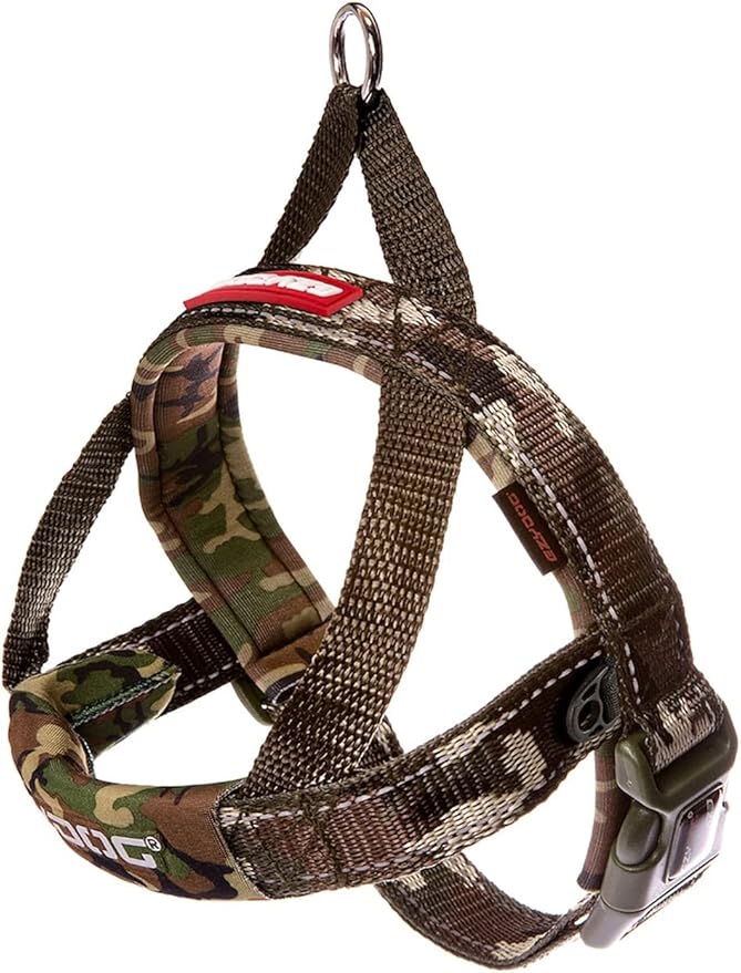 EzyDog Quick Fit Dog Harness, Soft Neoprene Padding - X-Large, Green Camo | Fast One-Click Buckle, Adjustable Fit, Strong Reinforced Materials, Reflective Stitching, No Pull Dog Harness, Easy Walking