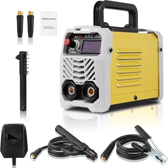 Mini Welder Machine 110V ARC200 Stick Welder Electric Welding Machine, Welding Electrode Holder Slag Hammer Home DIY 110V