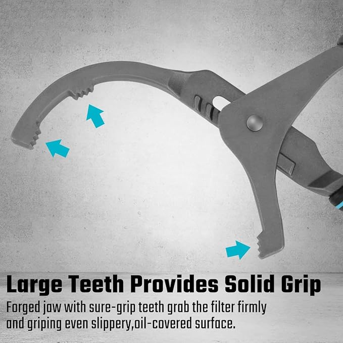 2-Piece Oil Filter Wrench Set (9" & 12") with Large Teeth & Grip | Forged gripping jaws firmly secure oily filters. 9" & 12" sizes deliver wide clamping range for diverse automotive tasks.