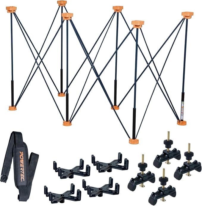 POWERTEC Arachni-Flex Portable Workbench 2x4ft Collapsible Workstand - Heavy Duty Folding Work Table Base, 2500 lbs Capacity 36 Inch Work Height, No Assembly Mobile Work Station w/Carry Strap (71926)