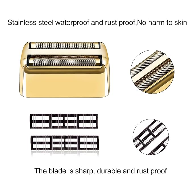 3 pack Professional Replacement Foil and Cutters for BaBylissPRO Barberology Double Foil Shaver, Compatible with BaBylissPRO Barberology FXFS2 Shaver，Gold