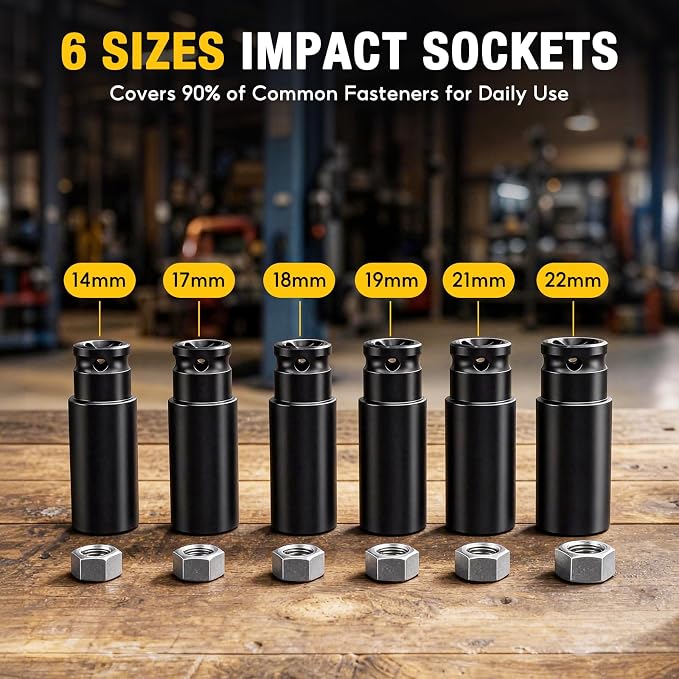 SOARFLY 1/2" Cordless Impact Wrench, 738 Ft-lbs (1000 N.m) High Torque 21V Brushless Electric Impact Gun with 2x 4.0Ah Batteries, Impact Driver with LED Light, 6 Sockets for Home Car/Mower/Truck RV