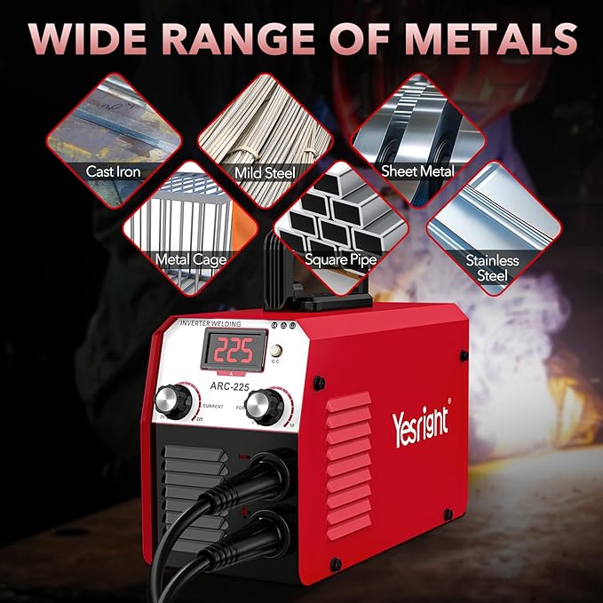 225A Welding Machine 110V/220V Portable Stick Welder with Synergic Control, Small Welder Machine with Hot Start Arc force for Home DIY Handicrafts Maintenance
