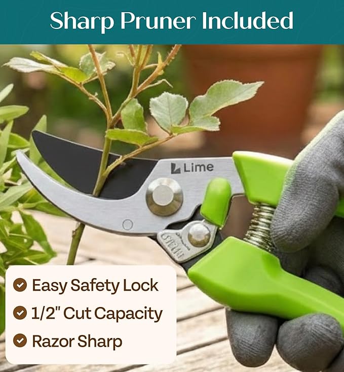 Heavy Duty Gardening Tools - Gardening Gifts for Women, Men, Mom, Dad - Durable, Ergonomic Garden Tools Set (Green)