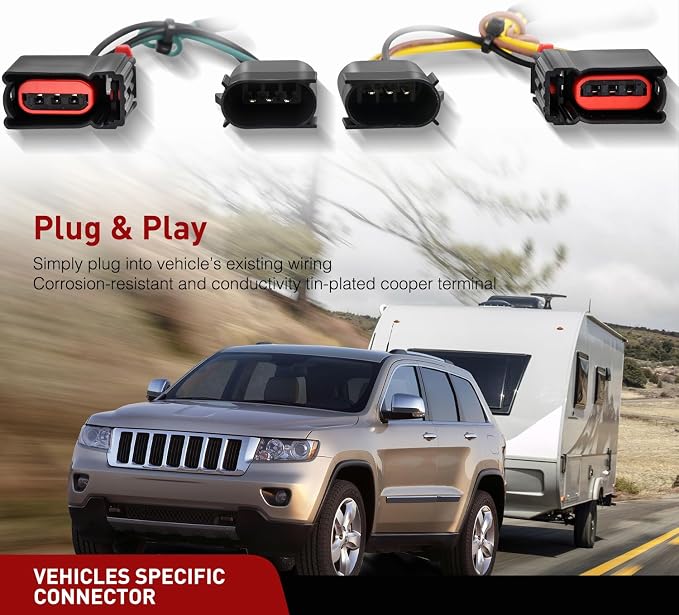 Nilight 4 Pin Trailer Wiring Harness Kit 56009 Simple Fit Tow Hitch | Vehicle Standard 4 Way Connector Custom for 2007 2008 2009 2010 2011 2012 2013 Jeep Grand Cherokee Harness