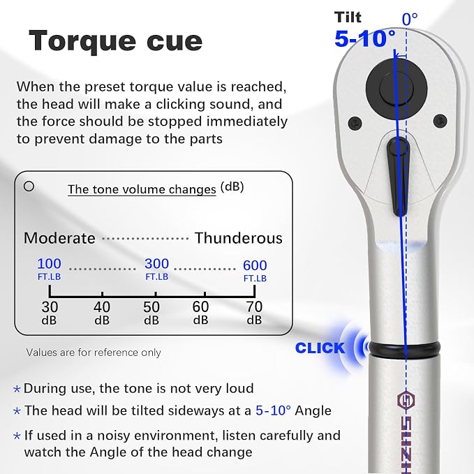 SuZhi 3/4 Inch torque wrench 100-600 ft lb /135.6-813.6 N.M/Aluminum Alloy handle & Cr-Mo Material Head, Heavy Duty, Professional,Dual Direction, Store in Solid Case