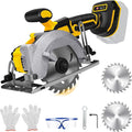 5.5 Inch Cordless Circular Saw for Dewalt 20V Battery(No Battery), Power Wood Saw with Brushless Motor, 0-45° Cutting Bevel, Max Cutting Depth 1.9"(90°), 1.57"(45°), Idea for Wood, Plastic, Soft Metal