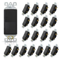 ELEGRP 3 Way Decorative Light Switch, 15Amp, 120-277 Volt, AC Decorator Rocker Paddle Wall Switch Replacement, Self-Grounding, Residential and Commercial Grade, UL Listed (20 Pack, Glossy Black)