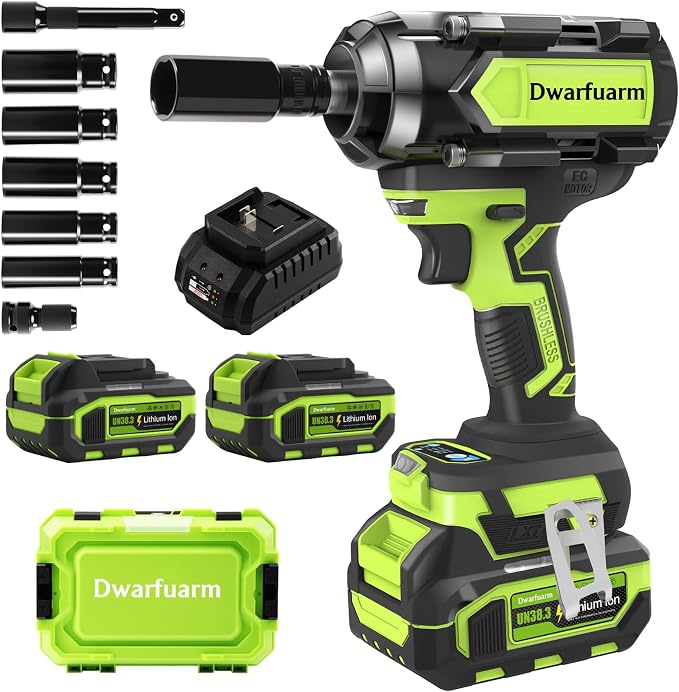 Cordless Impact Wrench 1/2 Inch, 1200N.m High Torque Brushless Impact Gun, 21V Power Impact Driver with 2×4.0Ah Batteries, 3-Speed modes & LED Light, 5 Sockets for Car/Mower/Pickup/Truck/RV