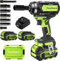 Cordless Impact Wrench 1/2 Inch, 1200N.m High Torque Brushless Impact Gun, 21V Power Impact Driver with 2×4.0Ah Batteries, 3-Speed modes & LED Light, 5 Sockets for Car/Mower/Pickup/Truck/RV