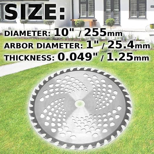 Japard Circular Saw Blades 10" x 40T Carbide Tip Table Saw Steel Cutting Blades for Weed Eater Trimmer, Replacement, Bore 1" (10, 10" x 40T - Silver)
