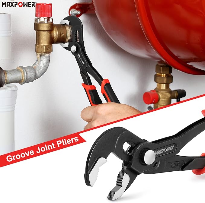 MAXPOWER 4-Piece Pliers Set: 8" Lineman, Diagonal Cutters, Needle Nose, 10" Water Pump Plier