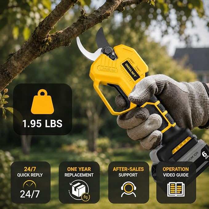 Electric Pruning Shears for DeWalt 20V Max Battery, Brushless Cordless Branch Cutter Pruner with 1.4 inch Cut Capacity for Tree trimming, Shrubs, Gardening - 1 YEAR WARRANTY
