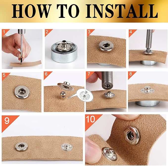 120 Sets Metal Snap Buttons, NXTOV 12.5mm Leather Snap Fasteners Kit with 5 Pieces Fixing Tools, 4 Colors Craft Snaps for Clothes, Windbreaker, Shirts, Jacket, Backpacks, Wallet,Bags