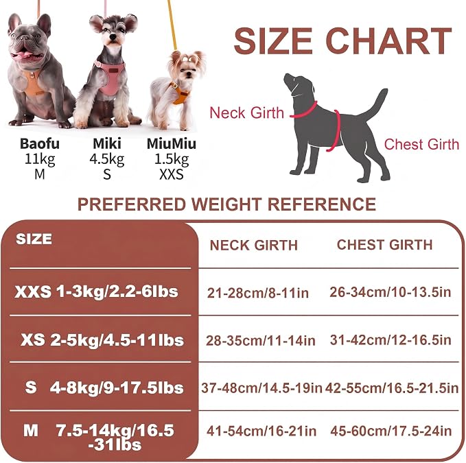 Puppytie XS Dog Harness and Leash Set, Brown Caramel, XS (4.5-11 lbs) | Extra Small Dog Harness, Puppy Harness and Leash, Soft Lightweight and Adjustable, Xsmall Dog Harness for Daily Walks