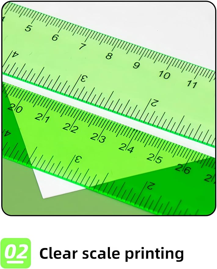 1 Set Clear Math Set, Plastic Protractor Triangle Rulers 12 Inch Straight Geometry, Transparent Measuring Tool for School Office Home Supplies