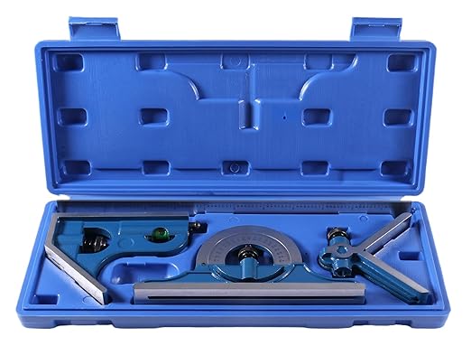 Accusize Industrial Tools Combination Square Set, 12''/300mm, 4 Pcs/Set, 0000-8108 | 4 Pc Set, E/M Graduation: 32nds, 64ths, 0.5mm, 1mm, Satin Chrome Blade