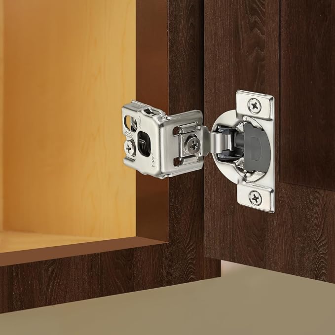 2 Pack (1 Pairs) 1-3/8" Overlay Soft Close Cabinet Hinges, Satin Nickel Stainless Steel Concealed Hinges with 3D Self-Closing for Face Frame Doors & Kitchens
