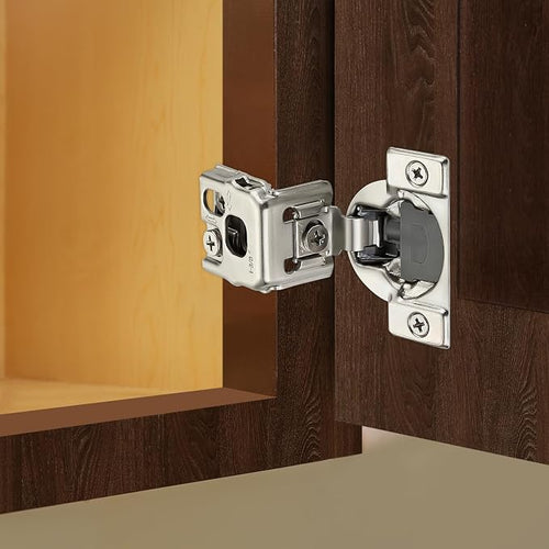 10 Pack (5 Pairs) 1-3/8" Overlay Soft Close Cabinet Hinges, Satin Nickel Stainless Steel Concealed Hinges with 3D Self-Closing for Face Frame Doors & Kitchens