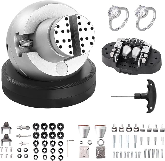 VEVOR Ball Vise, 5" Engraving Setting Tool, 360° Rotation Engraving Block Vise, 69 PCS Attachment Jewelry Engraving Block Tools Standard Block for Gemstone Inlay and Small-Scale Engraving