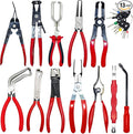 12PCS Auto Fuel Line Disconnect Tool & Electrical Disconnect Pliers Set, Trim Removal Tool & Automotive Electrical Terminal Connector Separator Removal Tool Kit, Automotive Repair Tool Kit
