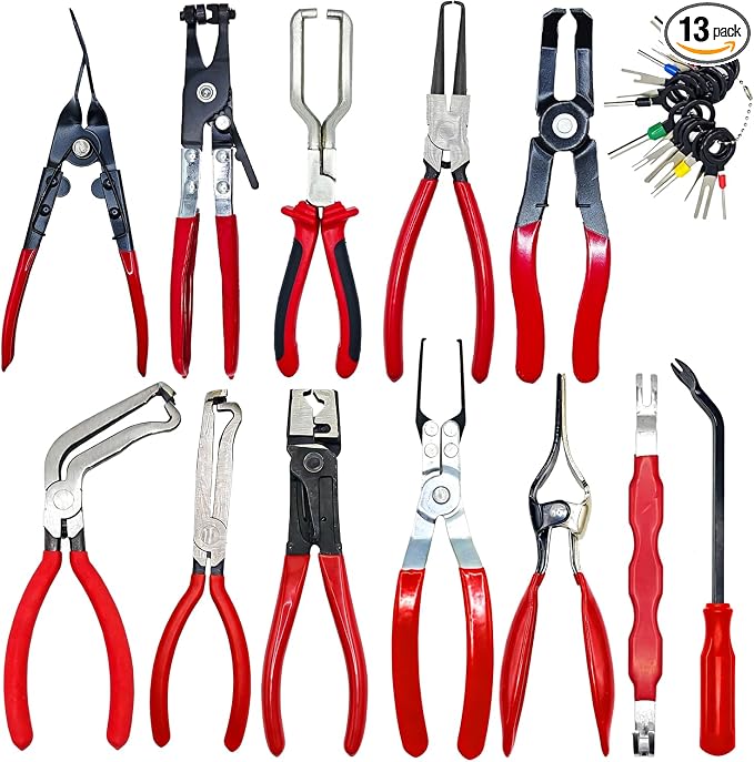 12PCS Auto Fuel Line Disconnect Tool & Electrical Disconnect Pliers Set, Trim Removal Tool & Automotive Electrical Terminal Connector Separator Removal Tool Kit, Automotive Repair Tool Kit