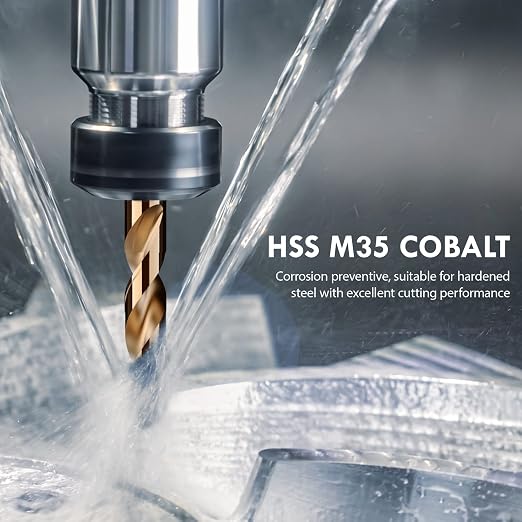 Metric 4Pcs M35 Cobalt Drill Bit Set, 13mm HSS Cobalt Jobber Drill Bits, for Hardened Metals, Stainless Steel, Cast Iron and Wooden Plastics