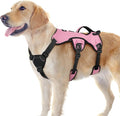 rabbitgoo Escape Proof Dog Harness for Large, No Pull with Lift Handle | No Escape, Full Soft Padded, Reflective Adjustable Vest, Leash Clip for Walking Hiking Training, Pink, Large