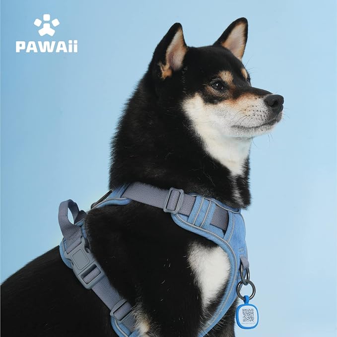 Pawaii No Pull Dog Harness with Pet ID Tag, Reflective Vest | Built for safer walks with a QR Pet ID Tag, front no pull clip, reflective trim, control handle and breathable mesh lining